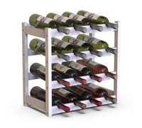 BAKAJI Cave à vin en Bois Bambou avec 16 Compartiments pour vin Champagne, Porte-Bouteille de Terre, Cave pour Coin Bar, Salon, Cuisine, bistrot, Restaurant, 43,5 x 25 x 43 cm (Blanc)