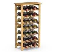 BAKAJI Cave à vin en Bois Bambou avec 28 Compartiments pour vin Champagne, Porte-Bouteille de Terre, Cave pour Coin Bar, Salon, Cuisine, bistrot, Restaurant, 47 x 29 x 93,5 cm (Naturel)