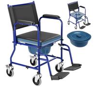 BAKAJI Chaise à roulettes de salle de bain avec vase amovible, dossier et assise ergonomique avec 4 roues pivotantes, aide pour personnes âgées, handicapées et personnes à mobilité réduite, 53 × 57,5