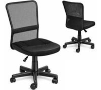 BAKAJI Chaise de Bureau de Chambre pivotante en Tissu Filet Hauteur réglable avec roulettes (Noir)