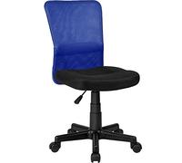 BAKAJI Chaise de Bureau pivotante en Tissu Filet Hauteur réglable avec roulettes, Toile, Noir et Bleu, 40D x 50W x 95H cm