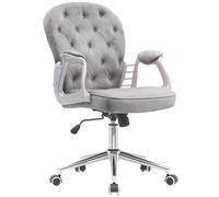 BAKAJI Chaise de Bureau en Velours avec Rembourrage Extra Doux et Texture Shabby Chic, Fauteuil de Bureau Ergonomique avec réglage Hauteur à gaz 95-105 cm (Gris)