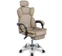 BAKAJI Chaise de Bureau Ergonomique avec roulettes pivotantes à 360 °, Fauteuil de Jeu de Bureau avec Assise rembourrée à Haute densité, Dossier inclinable et lève-gaz réglable (kakis)