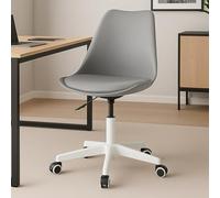 BAKAJI Chaise de bureau ergonomique design moderne avec hauteur réglable et coussin rembourré à haute densité, assise pivotante avec roulettes pivotantes, idéale pour maison, studio (gris)