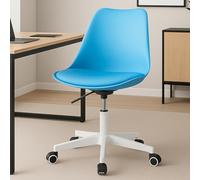 BAKAJI Chaise de Bureau Ergonomique Design Moderne avec Hauteur réglable et Coussin rembourré à Haute densité, Assise pivotante avec roulettes pivotantes, idéale pour Maison, Studio (Bleu)