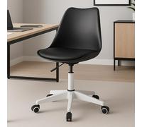 BAKAJI Chaise de Bureau Ergonomique Design Moderne avec Hauteur réglable et Coussin rembourré à Haute densité, Assise pivotante avec roulettes pivotantes, idéale pour Maison, Studio (Noir)