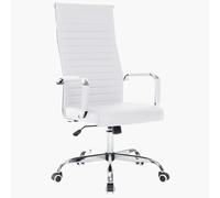 BAKAJI Chaise De Bureau Ergonomique Milano en Similicuir I Fauteuil De Bureau Réglable en Hauteur Pivotant Piètement Mécanisme A Bascule Intégré, Couleur: Blanc, 65 x 109-119 cm
