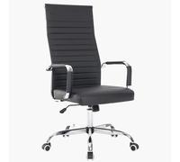 BAKAJI Chaise De Bureau Ergonomique Milano en Similicuir I Fauteuil De Bureau Réglable en Hauteur Pivotant Piètement Mécanisme A Bascule Intégré, Couleur: Noir, 65 x 109-119 cm