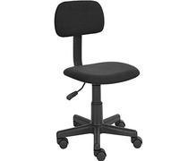 Bakaji Chaise de Bureau pivotante en Tissu réglable avec Dossier rembourré et 5 roulettes, Noir