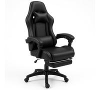 BAKAJI Chaise de Gaming Fauteuil de Bureau Directionnel Roues Pivotantes Sport Racer Directionnel Bureau Racing Présidentielle Maison Étude Chaise De Bureau Hauteur Réglable (Noir)
