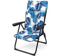 BAKAJI Chaise longue relax avec coussin et rembourrage de très haute densité, structure pliable peu encombrante, design floral, accoudoirs ergonomiques, idéale pour l'intérieur et l'extérieur, 68 x 58