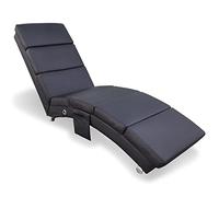 BAKAJI Chaise Longue Relax Lounge avec Poche latérale et Rembourrage Haute intensité pour Plus de Confort, Fauteuil de Lecture Ergonomique avec Dossier Haut et Structure Solide, en Simili Cuir (Noir)