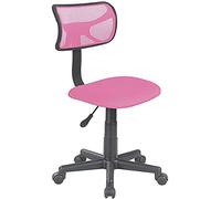 BAKAJI Chaise pivotante 5 Roues Chambre Bureau Dossier Ergonomique Rose, Toile, Medium