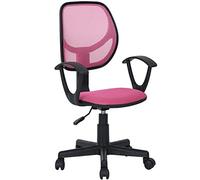 BAKAJI Chaise pivotante de Bureau réglable en Hauteur Fauteuil avec roulettes et accoudoirs Bureau Chambre d'enfant Dossier Ergonomique Respirant en Maille Assise rembourrée (Rose)