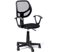 BAKAJI Chaise pivotante de Bureau réglable en Hauteur Fauteuil avec roulettes et accoudoirs Bureau Chambre d'enfant Dossier Ergonomique Respirant en Maille Assise rembourrée (Noir)
