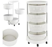BAKAJI Chariot de Cuisine Porte-Fruits avec paniers ouvrants, Chariot de Rangement économe en Espace avec 4 Roues pivotantes, Structure Acier et paniers en Plastique, idéal Cuisine, Salle de Bain, (4