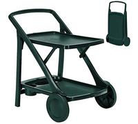 BAKAJI Chariot de Cuisine pour extérieur, Jardin, Structure Pliable en résine Dure avec 2 étagères, Plateaux Porte-Bouteilles, 3 espaces, Roues et poignée pour Le Transport, Design Moderne, Couleur