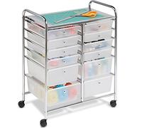 BAKAJI Chariot Multi-Usage Double en Acier chromé Double Commode 12 tiroirs et 4 Roues Chariot Organisateur Peu encombrant pour Salle de Bain, Maison, Bureau, esthéticienne Travail (Blanc)