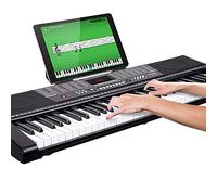 Bakaji Clavier musical piano électronique 61 touches piano multifonction avec 255 rythmes 50 chansons préréglées fonction percussion entrée USB auxiliaire et pupitre porte partition et tablette