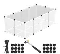 BAKAJI Clôture pour Animaux de Petite Taille Personnalisable en Plastique avec Plancher antidérapant, clôture modulable, Fond Transparent, cochons d'Inde, Hamsters, Lapins (143 x 73 x 46 cm)