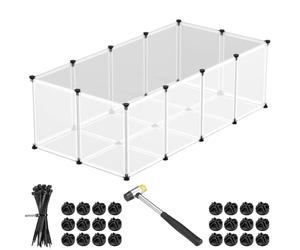 BAKAJI Clôture pour Animaux de Petite Taille Personnalisable en Plastique avec Plancher antidérapant, clôture modulable, Fond Transparent, cochons d'Inde, Hamsters, Lapins (143 x 73 x 46 cm)