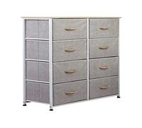 BAKAJI Commode de Chevet, 8 tiroirs, Grande capacité, Pratique, Polyvalent, Meuble Durable, Tissu Multicolore, Robuste, mobilier économe, Dimensions 96 x 81 x 30 cm (Gris Clair)