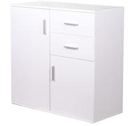 BAKAJI Commode Meuble Buffet 2 Portes 2 tiroirs Armoire spacieuse Design Minimal Chambre à Coucher Salon mobilier Maison Bureau Robuste Robuste Multifonction (Blanc)