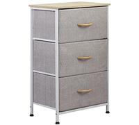 BAKAJI Commode résistante à 3 étagères, Multicolore, Armoire d'armoire, Tissu Bicolore Robuste, Multi-usages, mobilier de Bureau, Peu encombrant, Dimensions 75 x 46 x 30 cm (Gris Clair)