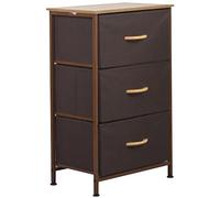 BAKAJI Commode résistante à 3 étagères, Multicolore, Armoire d'armoire, Tissu Bicolore Robuste, Multi-usages pour Bureau, Peu encombrant, Dimensions 75 x 46 x 30 cm (Marron)