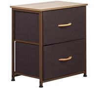 BAKAJI Commode Table de Chevet 2 tiroirs étagères pour Meuble Durable, Tissu Multicolore, Robuste, Polyvalent, Armoire de Rangement, Peu encombrante, Dimensions 52 x 46 x 30 cm (Marron)