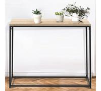 BAKAJI Console d'entrée avec Structure en métal Noir et Plateau en Bois, Table étroite de Salon, Console Peu encombrante, idéale pour Salon, Couloir, entrée, Design Industriel