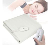 BAKAJI Couverture électrique thermique en tissu polyester, protège-lit chauffant électrique avec télécommande chauffante chauffante pour lit 3 réglages de chaleur (150 x 80 cm unique)