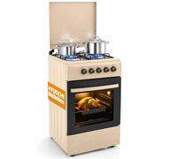 BAKAJI Cuisine d'extérieur alimentée à gaz avec four et 4 feux, cuisinière avec brûleurs et grilles amovibles en fonte avec meuble et allumage ergonomique, idéale pour l'extérieur et l'intérieur