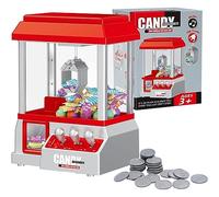 BAKAJI Distributeur de Bonbons Jouet pour Enfants, Jeu d'arcare Candy Grabber Machine avec pièces de Monnaie, idée garçon, Adulte, fête, fête, Foire, Distributeur de Bonbons avec Musique