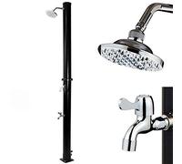 BAKAJI Douche Solaire pour Jardin, Piscine, extérieur, Camping, réservoir 20 l avec Pomme de Douche réglable, Lave Pieds, mélangeur d'eau Chaude, raccord Tuyau de Jardin, Dimensions 214 x 11,5 x 11,5