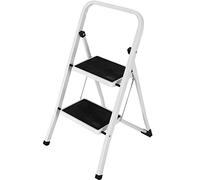 Bakaji Escabeau Pliable carré Gain de Place avec marches antidérapantes et poignée de sécurité Tabouret échelle Structure en Acier et revêtement en Caoutchouc, Charge maximale 150 kg (2 marches)