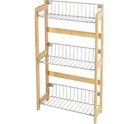 BAKAJI Étagère à épices de Cuisine 33 x 42 x 13 cm 3 étagères Bambou et métal