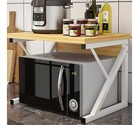 BAKAJI Étagère à Micro-Ondes, Structure en métal avec étagère en Bois MDF Organiseur étagère Porte-Outils de Cuisine, Design Moderne, Dimensions 54 x 35 x 35 x 35 cm