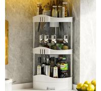 BAKAJI Étagère d'angle de Salle de Bain avec tiroir, Organisateur Multi-étagères en Plastique Dur, unité d'étagères d'angle de Rangement, étagère Minimale pour Salle de Bain, Cuisine, Bureau, Maison