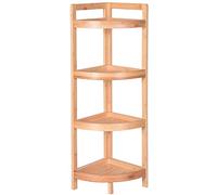 BAKAJI Étagère d'angle Peu encombrante, Couleur Bois Naturel, Coin en Bambou Polyvalent, étagère de Rangement Robuste, décoration intérieure, Meuble de Salle de Bain, Cuisine, Salon (4 étagères)