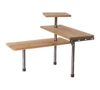 BAKAJI Étagère d'angle pour Cuisine, 3 étagères, Bois de Bambou, Structure en Acier, Meuble d'angle, étagère à épices, à Objets avec Crochets