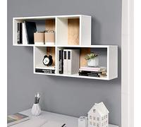 BAKAJI Étagère de bibliothèque Murale avec 4 étagères, Structure en Bois MDF Bicolores, Dimensions 100 x 53 x 19,5 cm, décoration Murale ameublement Maison uffcio (chêne Blanc)