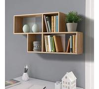 BAKAJI Étagère de bibliothèque Murale Design Moderne avec 4 étagères Structure en Bois MDF Bicolore Dimensions 100 x 53 x 19,5 cm décoration Murale décoration Maison Office (Blanc chêne)