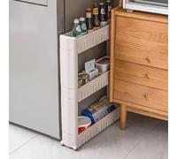 BAKAJI Étagère de Rangement Fine à 3 Niveaux, Meuble de Cuisine, Meuble de Rangement à roulettes, Chariot de Stockage, Étagère de Cuisine roulante, Salle de Bain, Hauteur 72,5 cm Blanc
