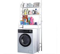 BAKAJI Étagère de Salle de Bain Peu encombrante à 3 étagères, Blanche, unité d'étagères idéale comme Dessus de Machine à Laver, WC, sèche-Linge, Meuble Peu encombrant, Organisateur Multifonction