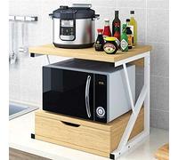 BAKAJI - Étagère pour Micro-Ondes, Structure en métal avec étagère en Bois MDF et tiroir Organisateur, Porte-ustensiles de Cuisine, Design Moderne, 54 x 35 x 50 cm (chêne)