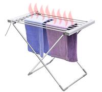 BAKAJI Étendoir à Linge électrique électrique 120 W Sèche-Linge Chauffant Pliable avec 8 Barres étendoirs à Linge en Aluminium, Dimensions 94 x 74 x 50 cm