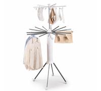BAKAJI Étendoir à Linge Octopus Rotatif et Pliable avec 16 Barres et 3 Pieds, séchoir à Linge avec roulettes Peu encombrant, pour intérieur et extérieur, Haute capacité pour Un séchage homogène