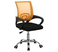 BAKAJI Fauteuil de Bureau présidentiel en Tissu à Maille Respirante et Base à 5 Branches en Acier, Rotation à 360 degrés, Hauteur réglable, ameublement Chambre (Orange)