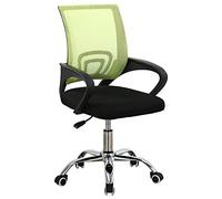 BAKAJI - Fauteuil de Bureau présidentiel en Tissu à Maille Respirante et Base à 5 Branches en Acier, Rotation à 360 degrés, Hauteur réglable, pour ameublement Maison Chambre (Vert)